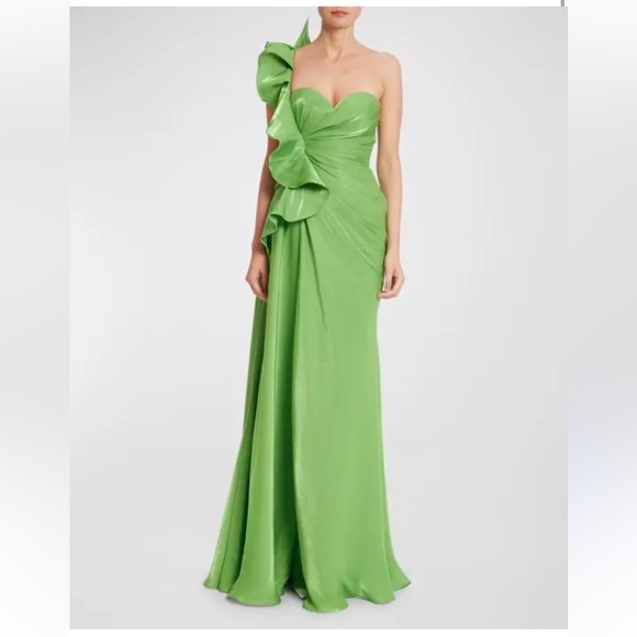 Badgley Mischka Botanical Green Maxi Skirt - Picture 1 of 8